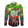 Personalized Eels ANZAC Day Long Sleeve Button Shirt Australian Army - Lest We Forget