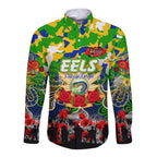 Personalized Eels ANZAC Day Long Sleeve Button Shirt Australian Army - Lest We Forget
