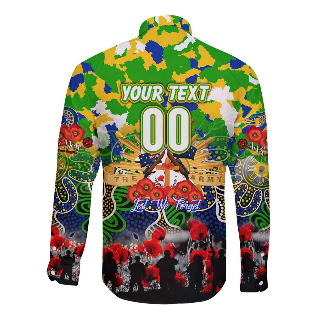 Personalized Eels ANZAC Day Long Sleeve Button Shirt Australian Army - Lest We Forget