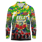 Personalized Eels ANZAC Day Long Sleeve Polo Shirt Australian Army - Lest We Forget