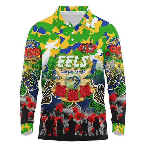 Personalized Eels ANZAC Day Long Sleeve Polo Shirt Australian Army - Lest We Forget