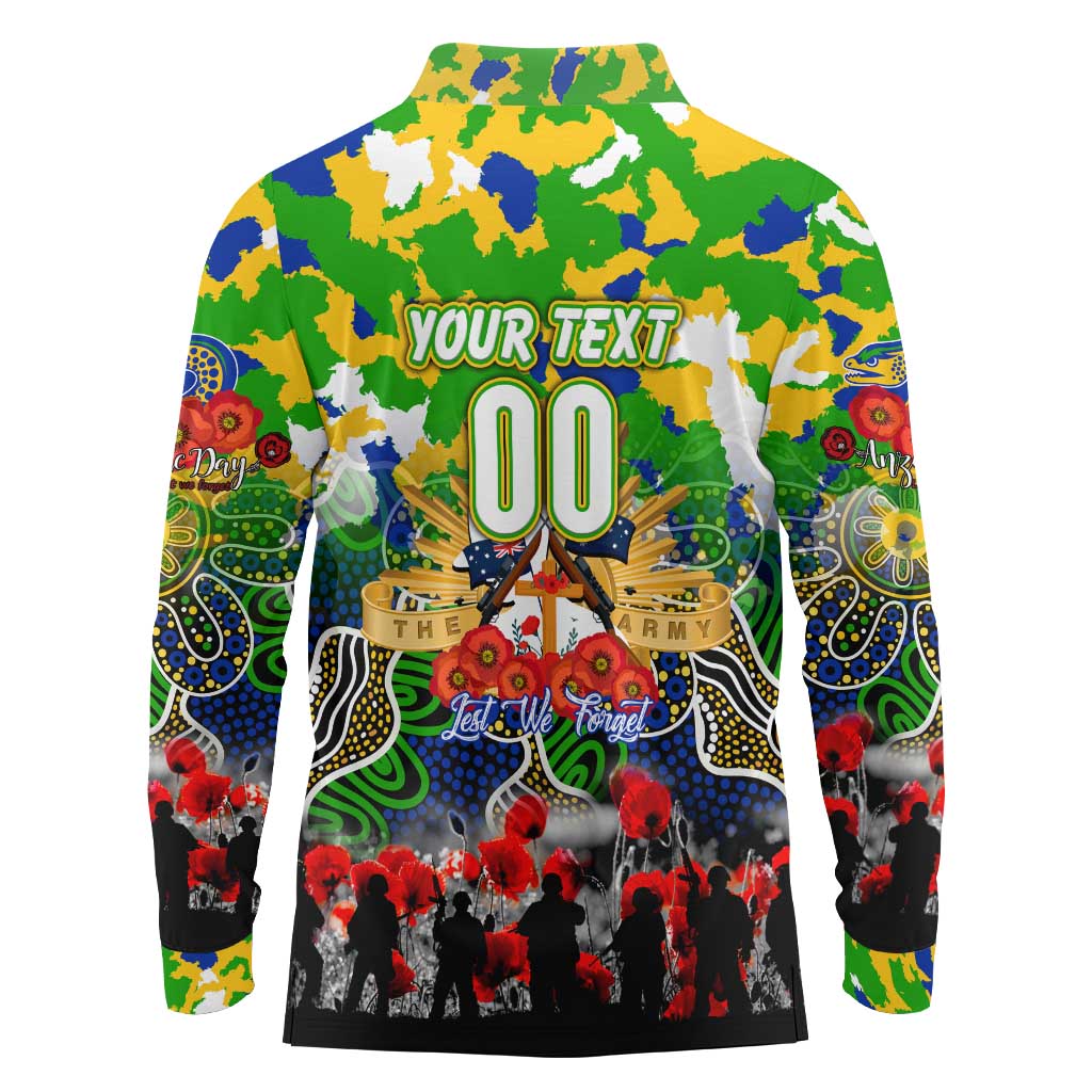 Personalized Eels ANZAC Day Long Sleeve Polo Shirt Australian Army - Lest We Forget