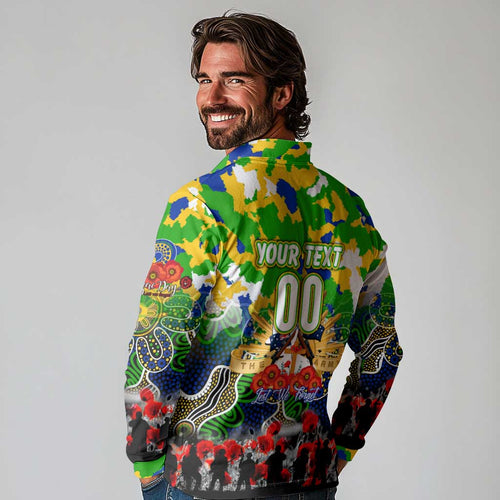 Personalized Eels ANZAC Day Long Sleeve Polo Shirt Australian Army - Lest We Forget