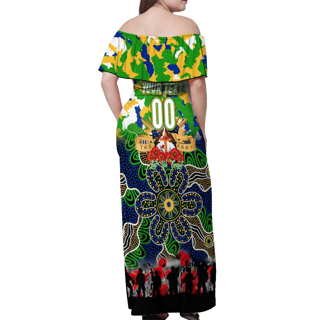 Personalized Eels ANZAC Day Off Shoulder Maxi Dress Australian Army - Lest We Forget