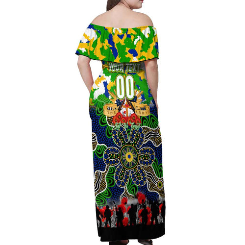 Personalized Eels ANZAC Day Off Shoulder Maxi Dress Australian Army - Lest We Forget