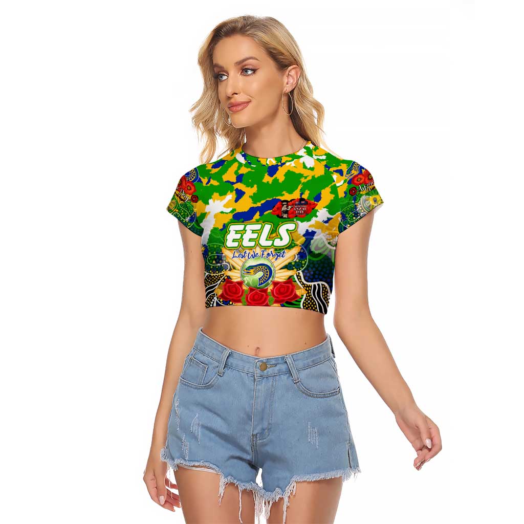 Personalized Eels ANZAC Day Raglan Cropped T Shirt Australian Army - Lest We Forget