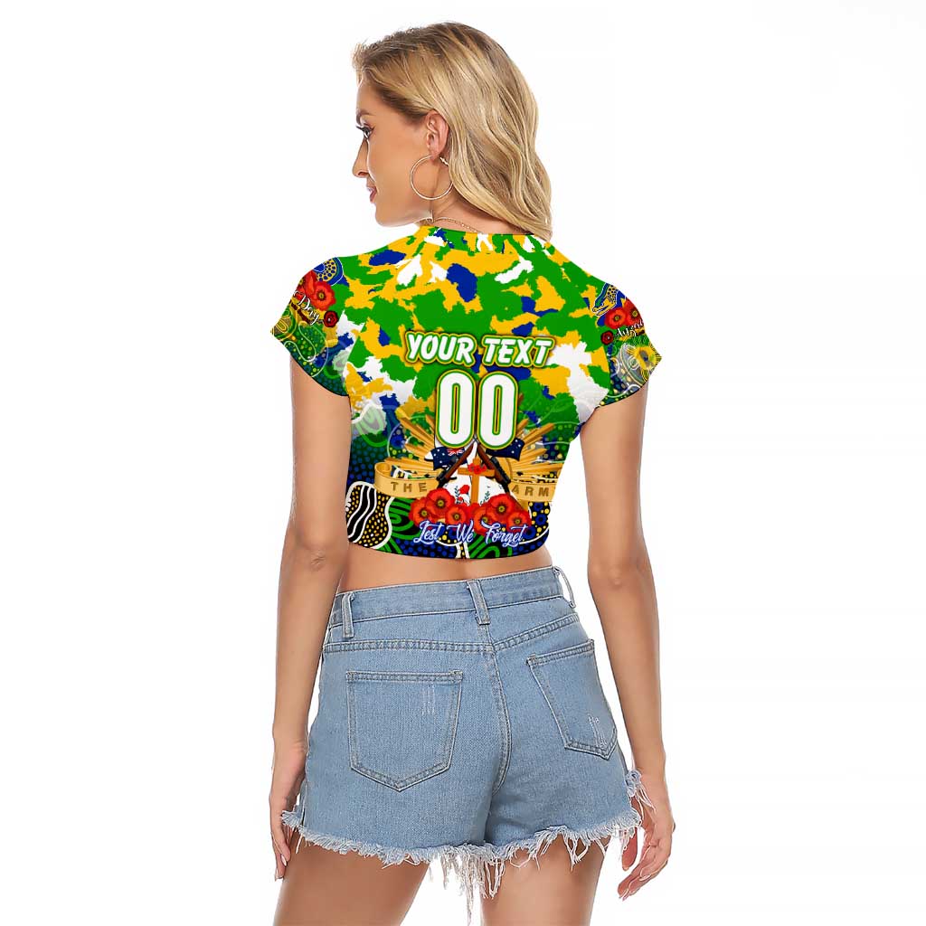 Personalized Eels ANZAC Day Raglan Cropped T Shirt Australian Army - Lest We Forget