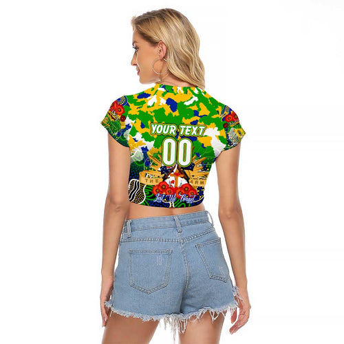 Personalized Eels ANZAC Day Raglan Cropped T Shirt Australian Army - Lest We Forget
