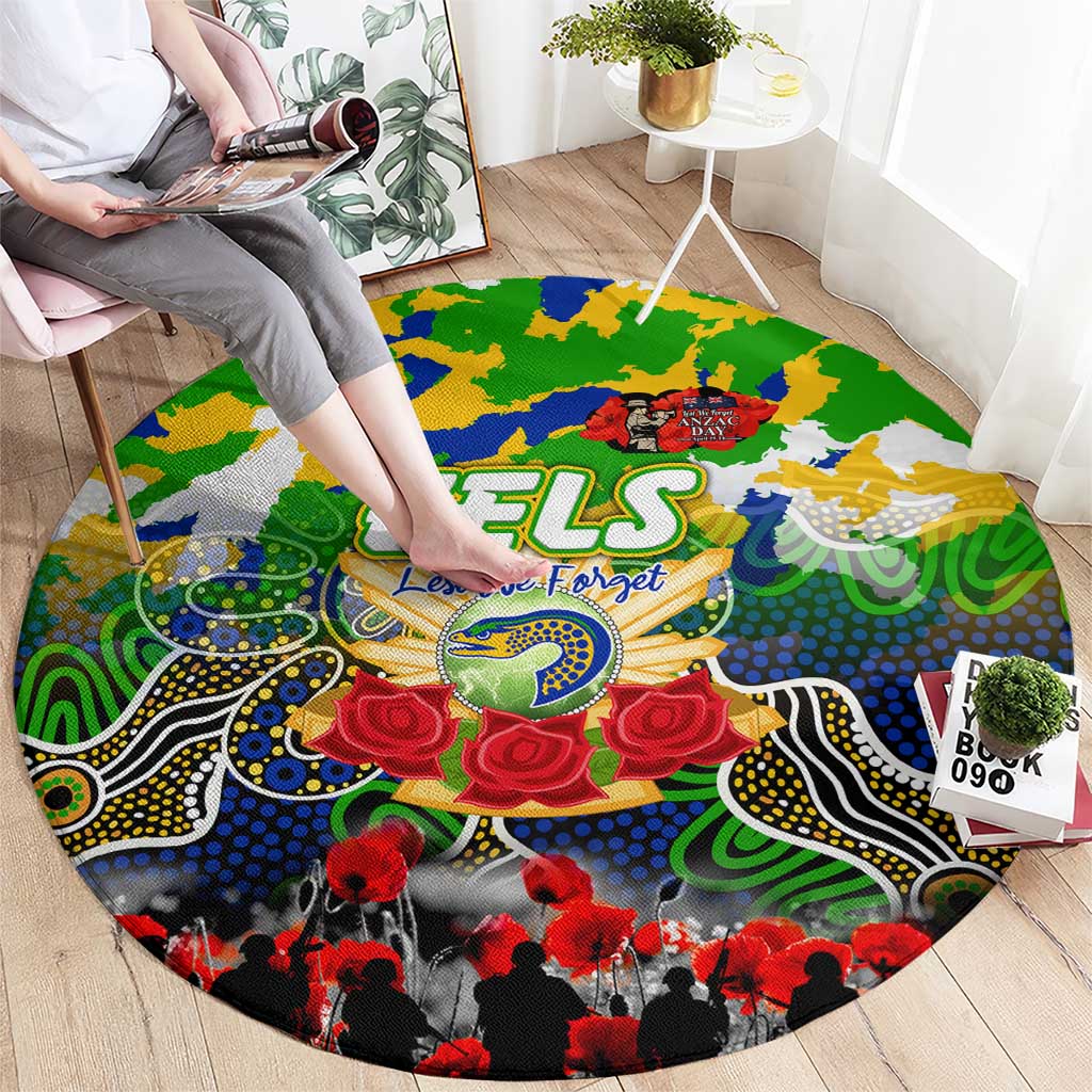 Eels ANZAC Day Round Carpet Australian Army - Lest We Forget