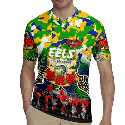 Personalized Eels ANZAC Day Rugby Jersey Australian Army - Lest We Forget