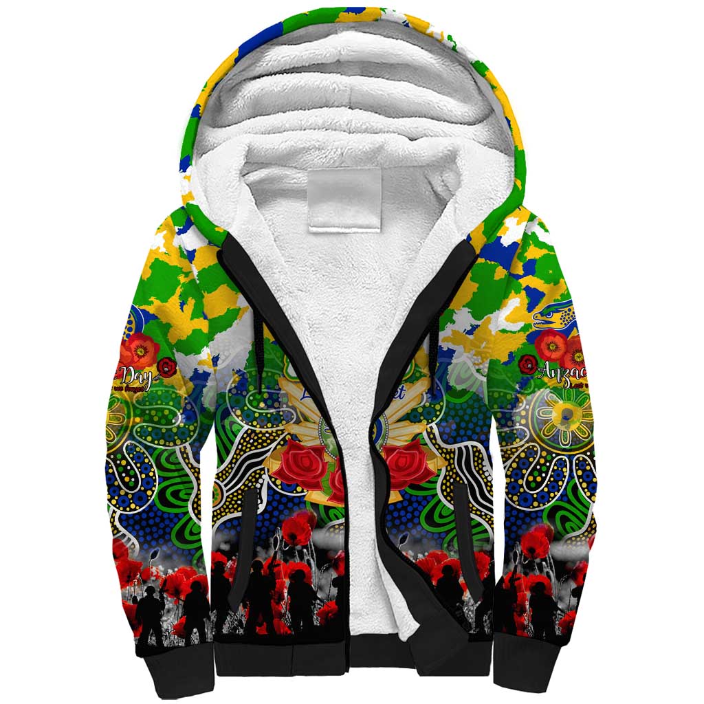 Personalized Eels ANZAC Day Sherpa Hoodie Australian Army - Lest We Forget