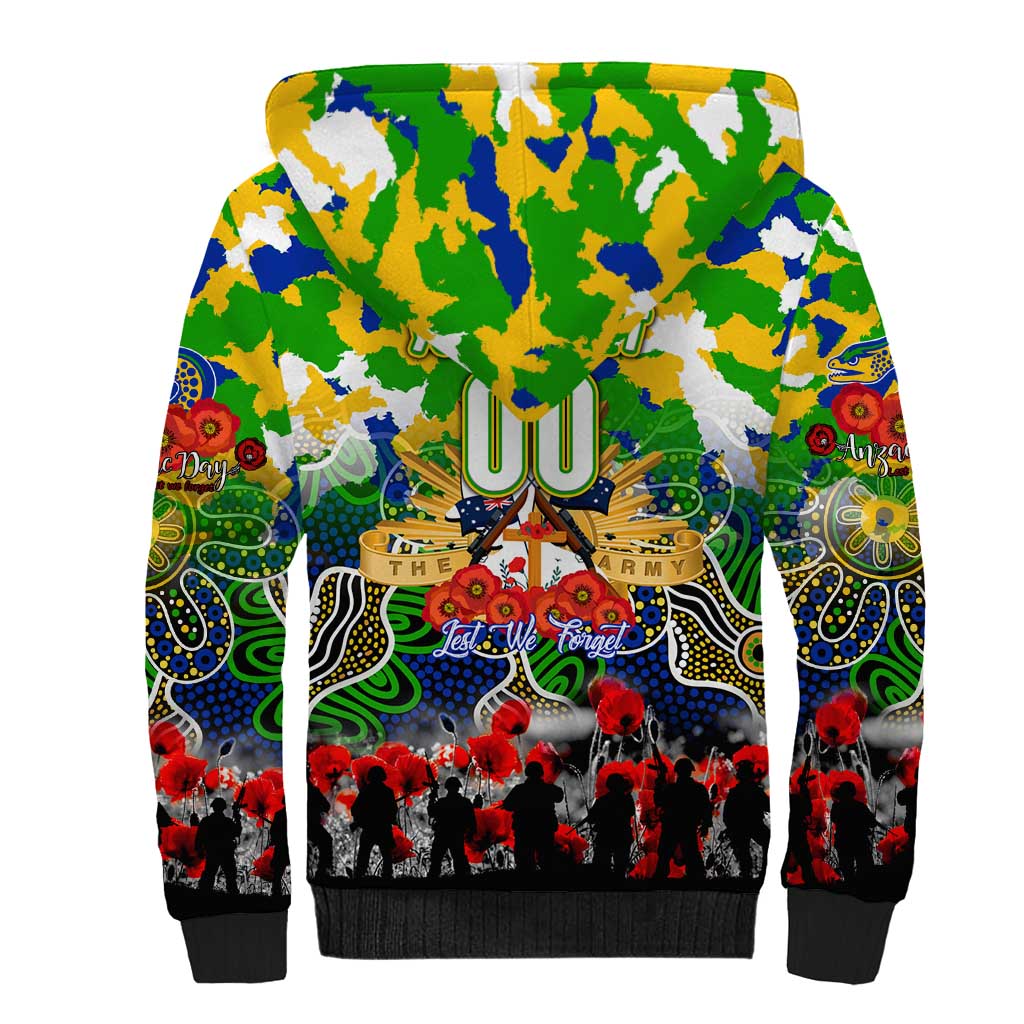 Personalized Eels ANZAC Day Sherpa Hoodie Australian Army - Lest We Forget