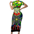 Personalized Eels ANZAC Day Short Sleeve Bodycon Dress Australian Army - Lest We Forget