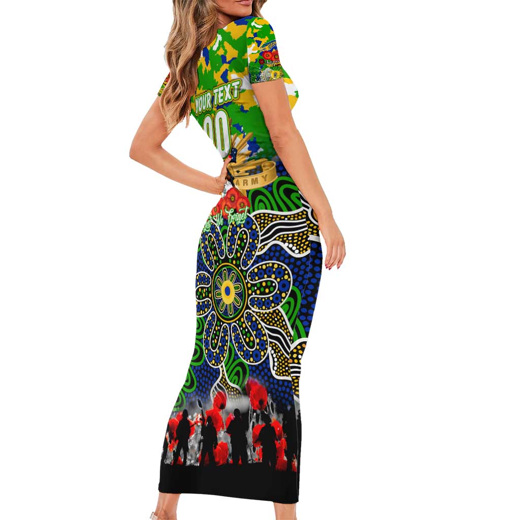 Personalized Eels ANZAC Day Short Sleeve Bodycon Dress Australian Army - Lest We Forget