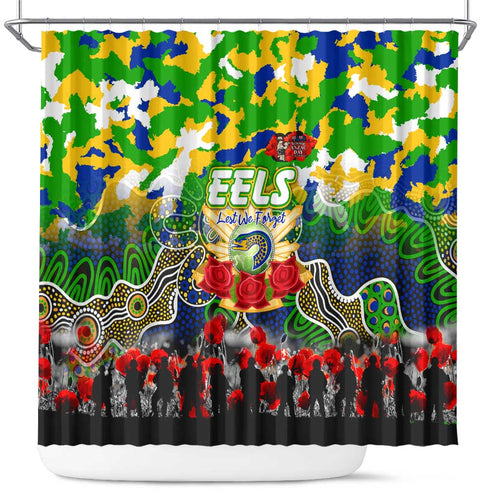 Eels ANZAC Day Shower Curtain Australian Army - Lest We Forget