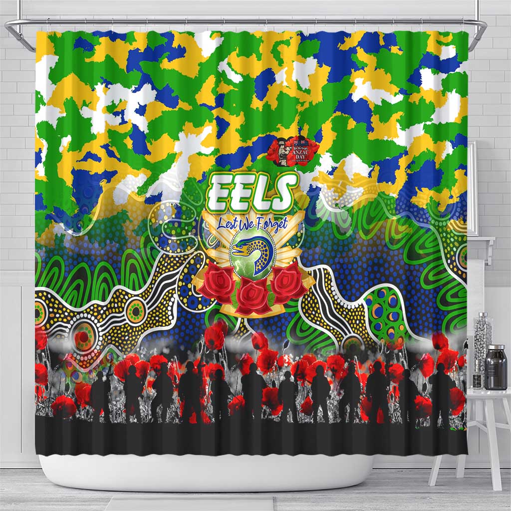 Eels ANZAC Day Shower Curtain Australian Army - Lest We Forget