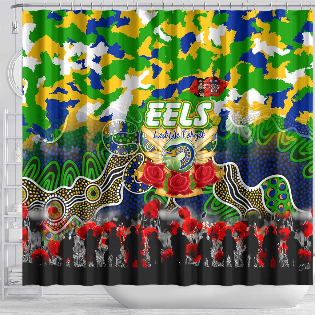 Eels ANZAC Day Shower Curtain Australian Army - Lest We Forget
