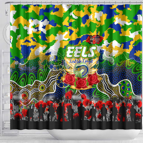 Eels ANZAC Day Shower Curtain Australian Army - Lest We Forget