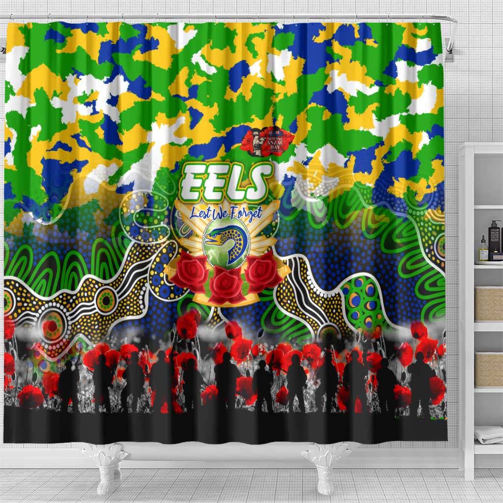Eels ANZAC Day Shower Curtain Australian Army - Lest We Forget