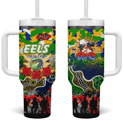 Personalized Eels ANZAC Day Tumbler With Handle Australian Army - Lest We Forget