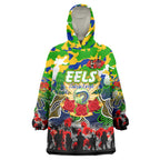 Personalized Eels ANZAC Day Wearable Blanket Hoodie Australian Army - Lest We Forget