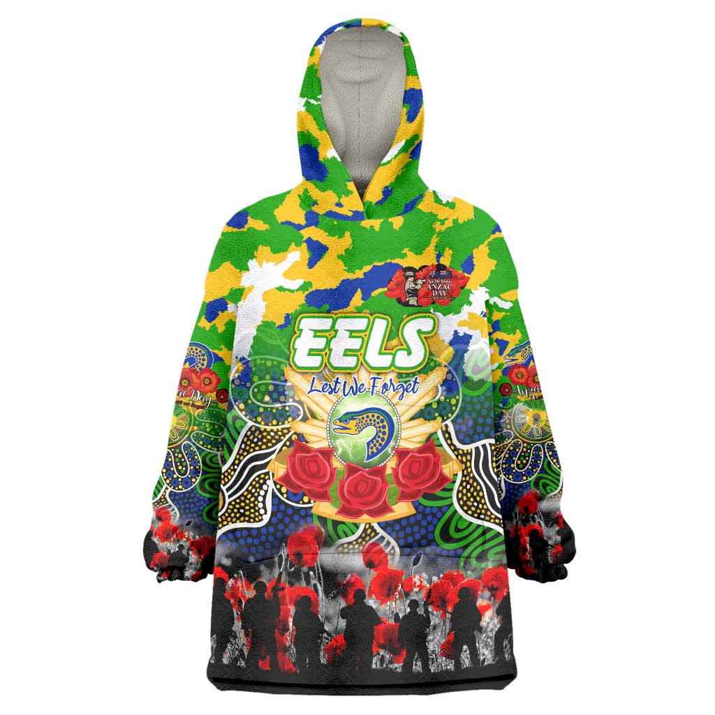 Personalized Eels ANZAC Day Wearable Blanket Hoodie Australian Army - Lest We Forget
