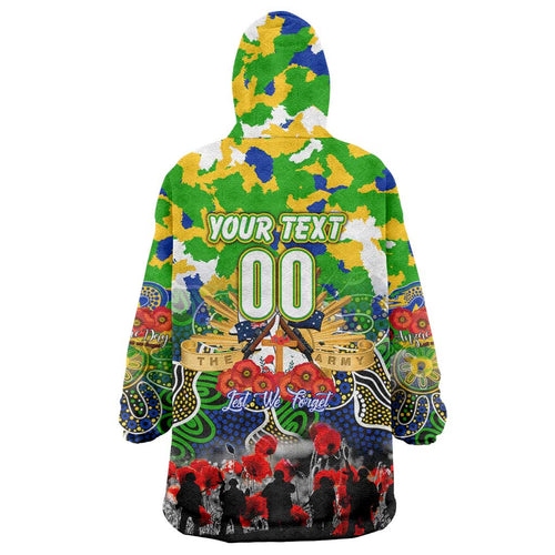 Personalized Eels ANZAC Day Wearable Blanket Hoodie Australian Army - Lest We Forget
