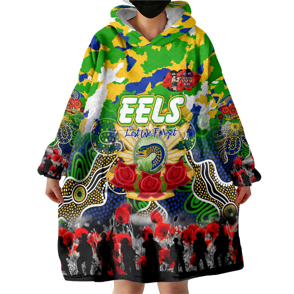 Personalized Eels ANZAC Day Wearable Blanket Hoodie Australian Army - Lest We Forget