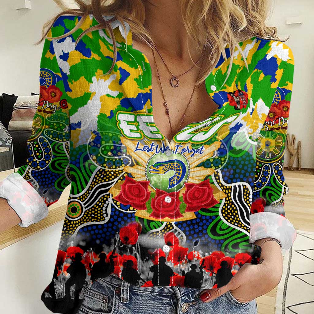 Personalized Eels ANZAC Day Women Casual Shirt Australian Army - Lest We Forget