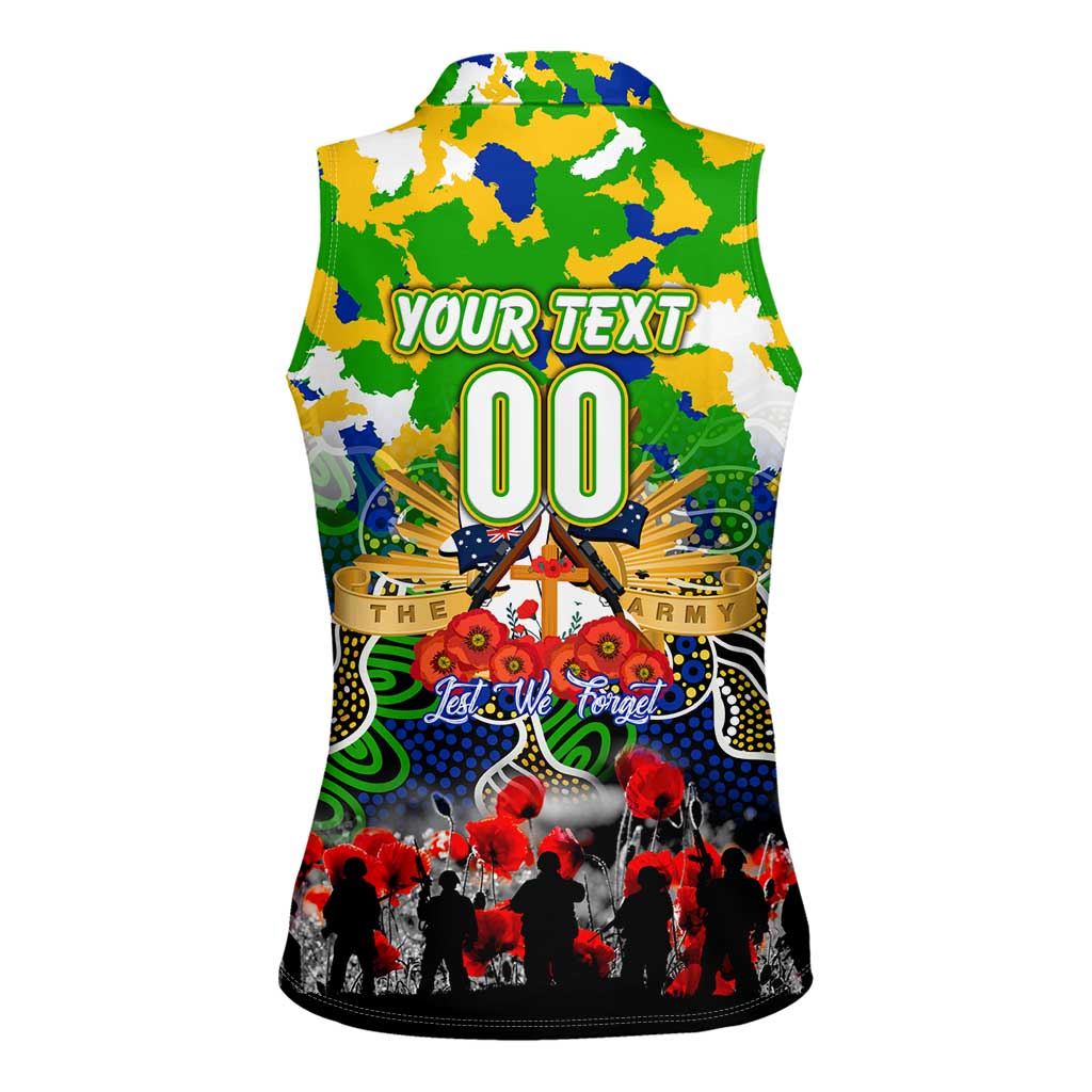 Personalized Eels ANZAC Day Women Sleeveless Polo Shirt Australian Army - Lest We Forget