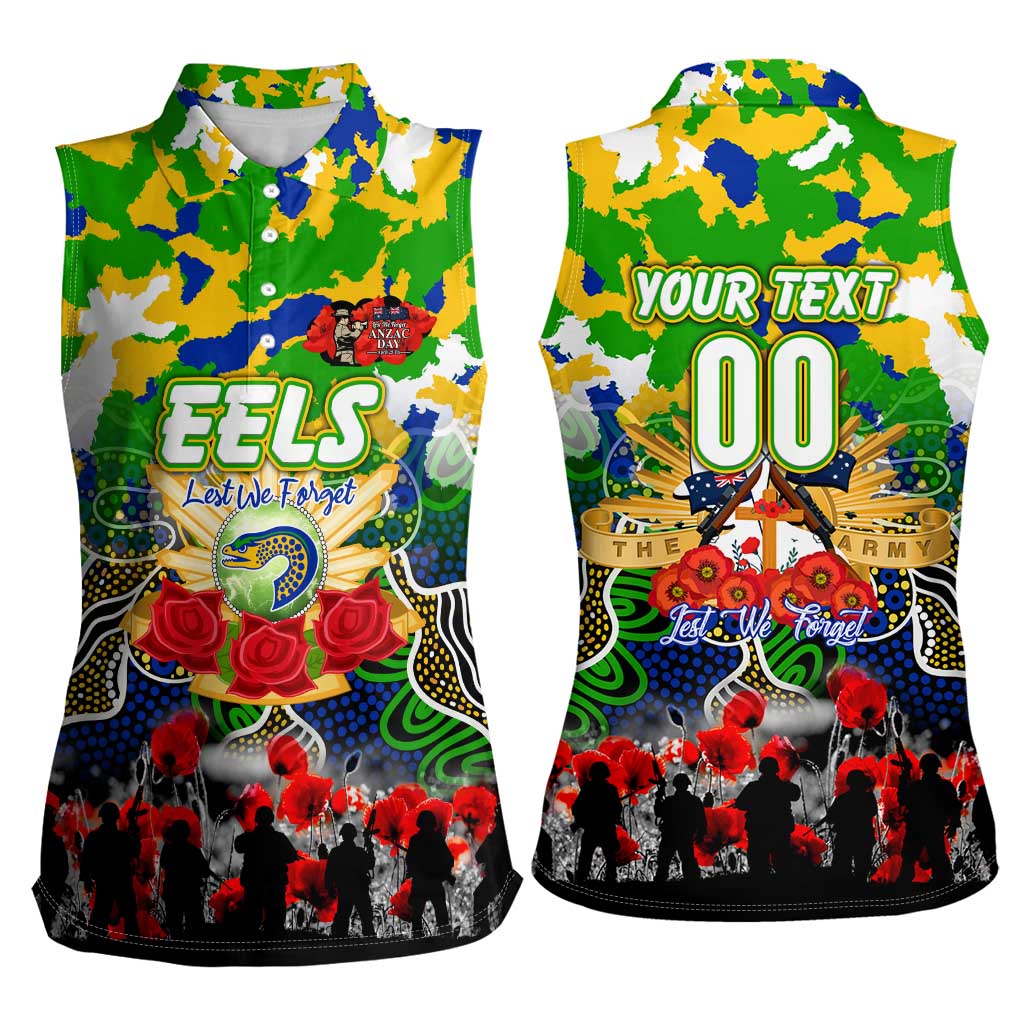 Personalized Eels ANZAC Day Women Sleeveless Polo Shirt Australian Army - Lest We Forget