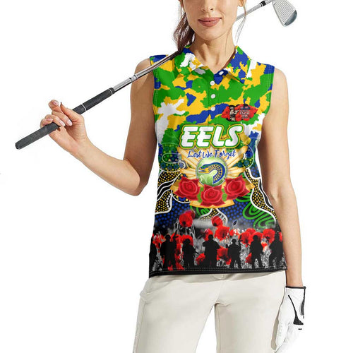 Personalized Eels ANZAC Day Women Sleeveless Polo Shirt Australian Army - Lest We Forget