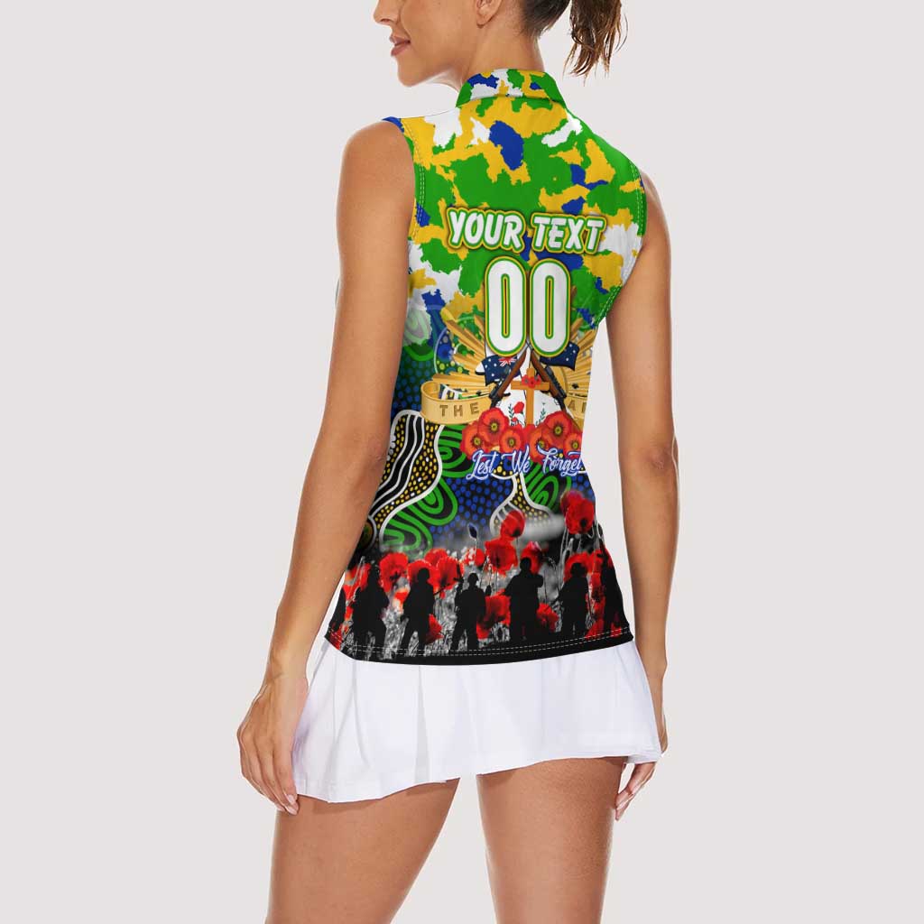 Personalized Eels ANZAC Day Women Sleeveless Polo Shirt Australian Army - Lest We Forget