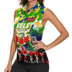 Personalized Eels ANZAC Day Women Sleeveless Polo Shirt Australian Army - Lest We Forget