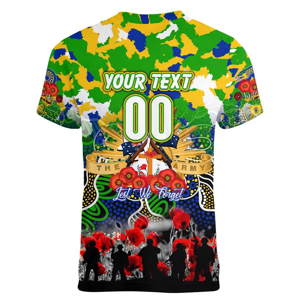 Personalized Eels ANZAC Day Women V-Neck T-Shirt Australian Army - Lest We Forget
