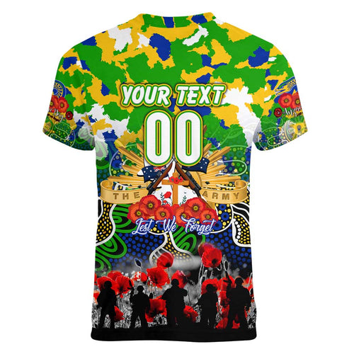 Personalized Eels ANZAC Day Women V-Neck T-Shirt Australian Army - Lest We Forget