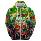 Personalized Eels ANZAC Day Zip Hoodie Australian Army - Lest We Forget