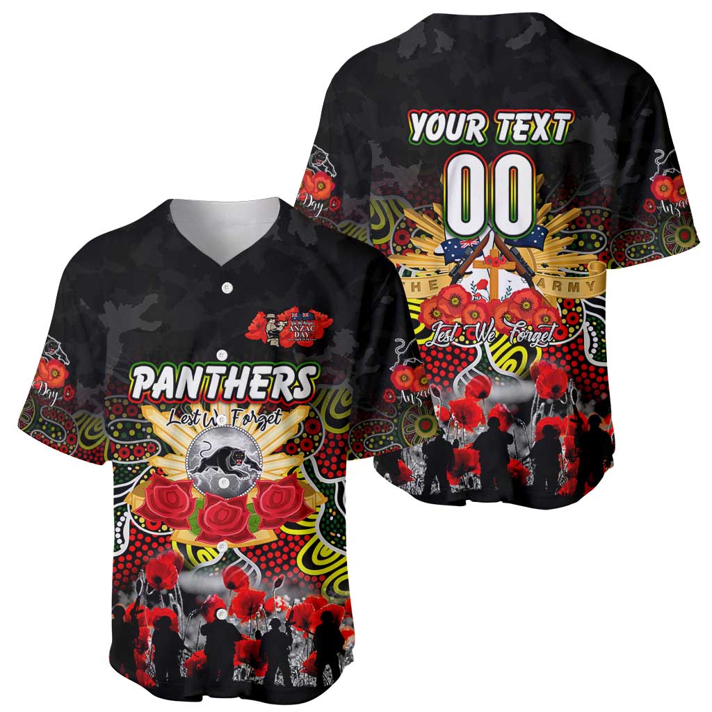 Personalized Panthers ANZAC Day Baseball Jersey Australian Army - Lest We Forget