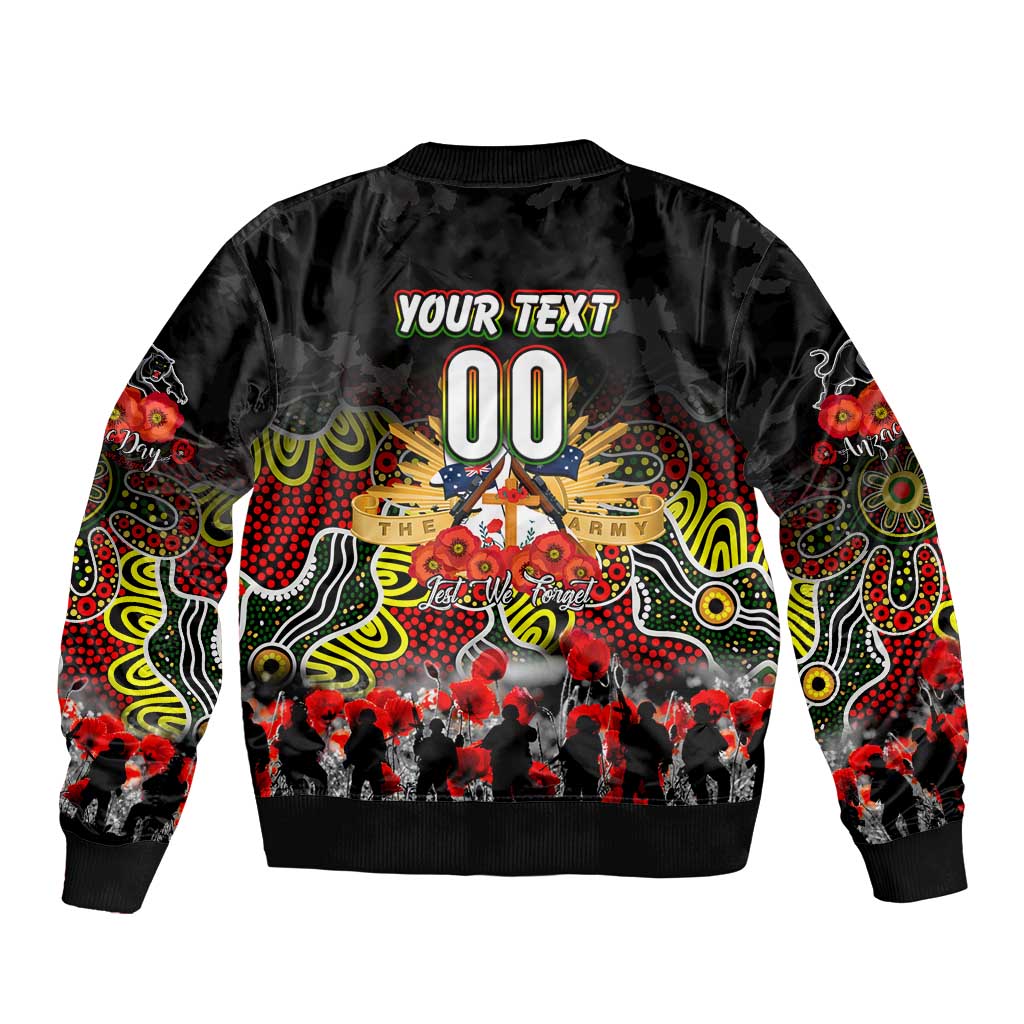 Personalized Panthers ANZAC Day Bomber Jacket Australian Army - Lest We Forget