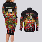 Personalized Panthers ANZAC Day Couples Matching Long Sleeve Bodycon Dress and Long Sleeve Button Shirt Australian Army - Lest We Forget