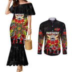 Personalized Panthers ANZAC Day Couples Matching Mermaid Dress and Long Sleeve Button Shirt Australian Army - Lest We Forget