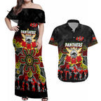 Personalized Panthers ANZAC Day Couples Matching Off Shoulder Maxi Dress and Hawaiian Shirt Australian Army - Lest We Forget