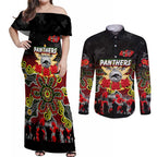 Personalized Panthers ANZAC Day Couples Matching Off Shoulder Maxi Dress and Long Sleeve Button Shirt Australian Army - Lest We Forget