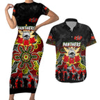 Personalized Panthers ANZAC Day Couples Matching Short Sleeve Bodycon Dress and Hawaiian Shirt Australian Army - Lest We Forget