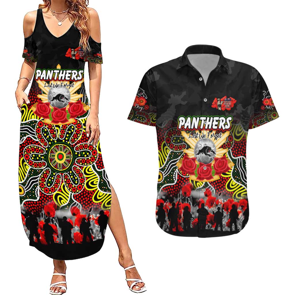 Personalized Panthers ANZAC Day Couples Matching Summer Maxi Dress and Hawaiian Shirt Australian Army - Lest We Forget
