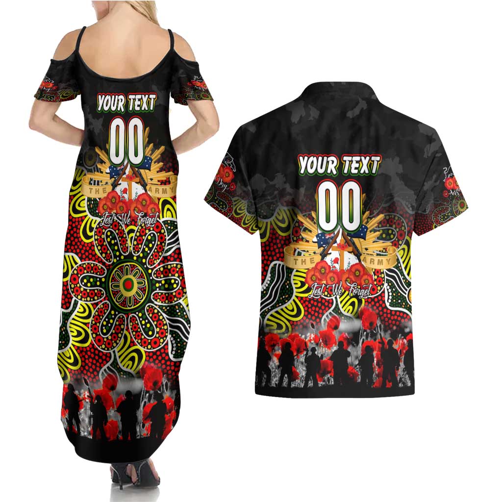 Personalized Panthers ANZAC Day Couples Matching Summer Maxi Dress and Hawaiian Shirt Australian Army - Lest We Forget