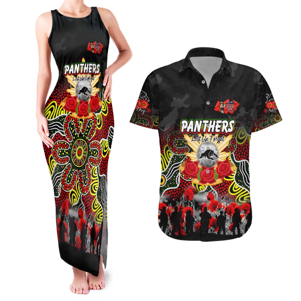 Personalized Panthers ANZAC Day Couples Matching Tank Maxi Dress and Hawaiian Shirt Australian Army - Lest We Forget