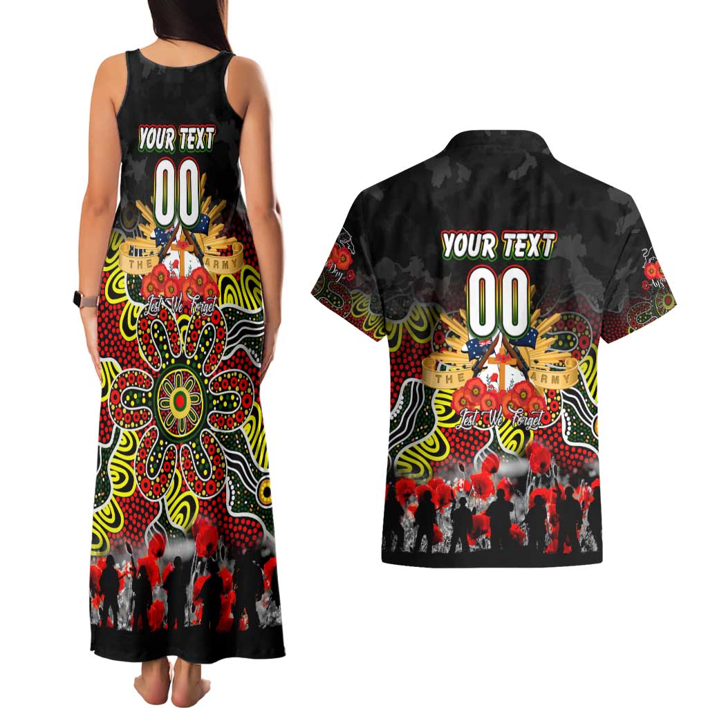 Personalized Panthers ANZAC Day Couples Matching Tank Maxi Dress and Hawaiian Shirt Australian Army - Lest We Forget