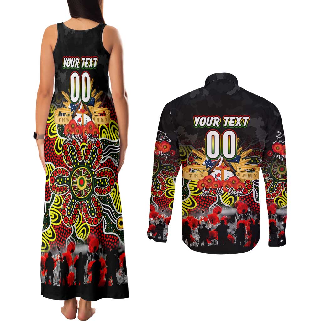Personalized Panthers ANZAC Day Couples Matching Tank Maxi Dress and Long Sleeve Button Shirt Australian Army - Lest We Forget