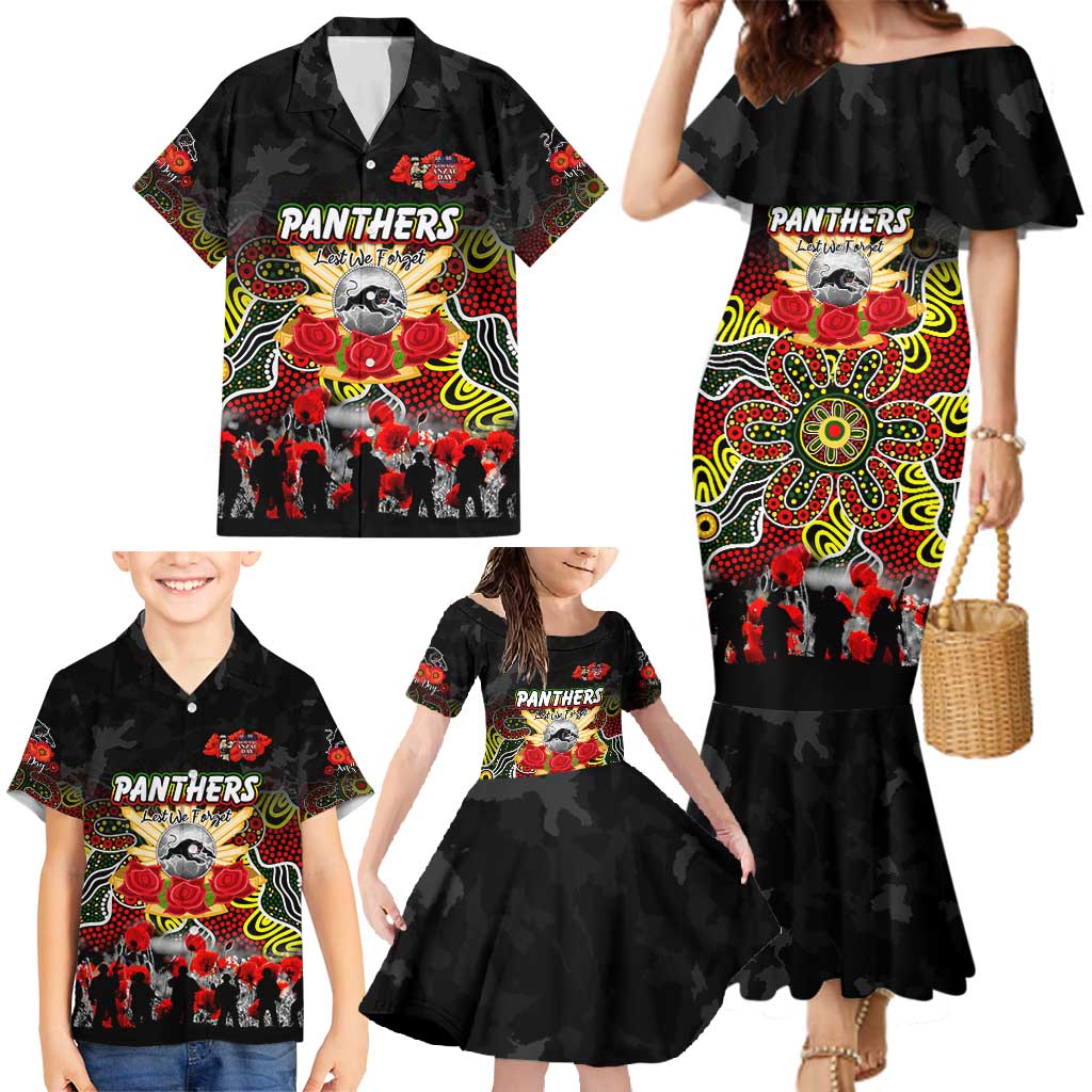 Personalized Panthers ANZAC Day Family Matching Mermaid Dress and Hawaiian Shirt Australian Army - Lest We Forget